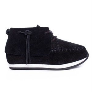 Unisex Akid "Stone" Suede Moccasin in Black - 1Y
